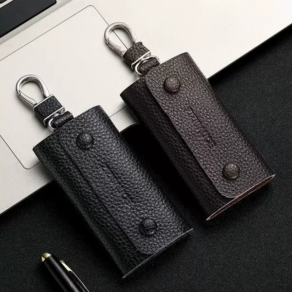Top Layer Cowhide Mini Key Bag Genuine Leather Household Men's Key Bag Waist Cowhide Keychain Women's Large Capacity