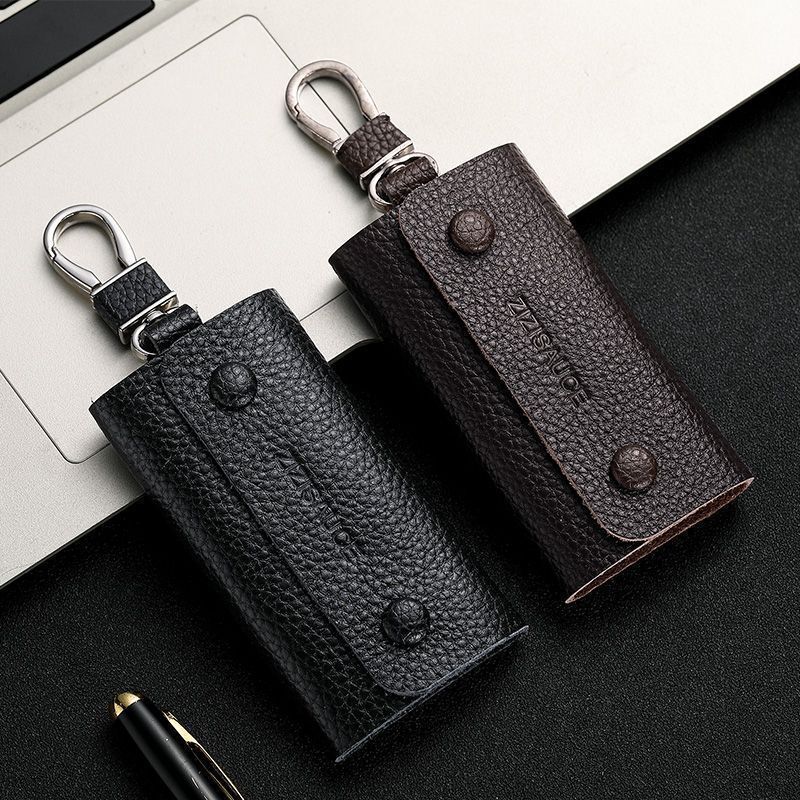 Top Layer Cowhide Mini Key Bag Genuine Leather Household Men's Key Bag Waist Cowhide Keychain Women's Large Capacity