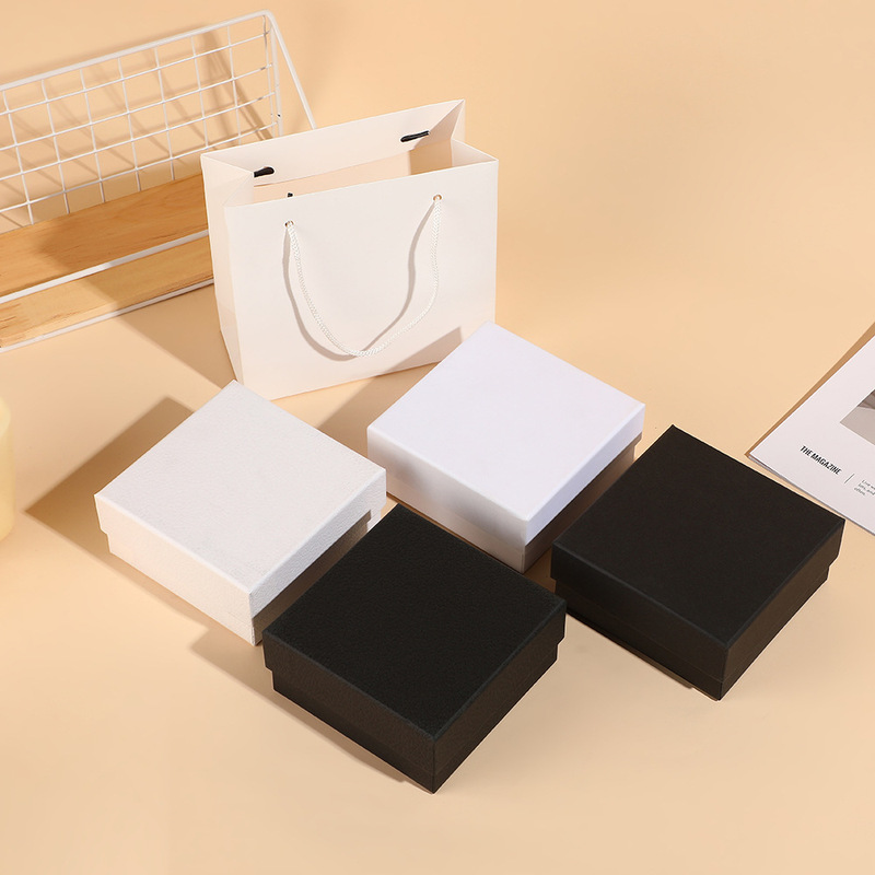 Black and White Simple Gift Box Gift Bag suit Fashion Bronzing Jewelry Necklace Packaging Box Cosmetic Heaven and Earth Cover Gift Box Black and White Simple Gift Box Gift Bag suit Fashion Bronzing Jewelry Necklace Packaging Box Cosmetic Heaven and Earth Cover Gift Box