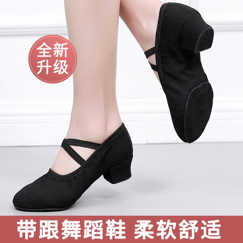Teacher Dance Shoes Adult Female Body Dance Non-slip Practice Ballet Shoes Black Square Dance High Heels