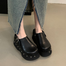 厚底勃肯鞋复古增高懒人一脚蹬大码跨境真皮女夏季34-42码