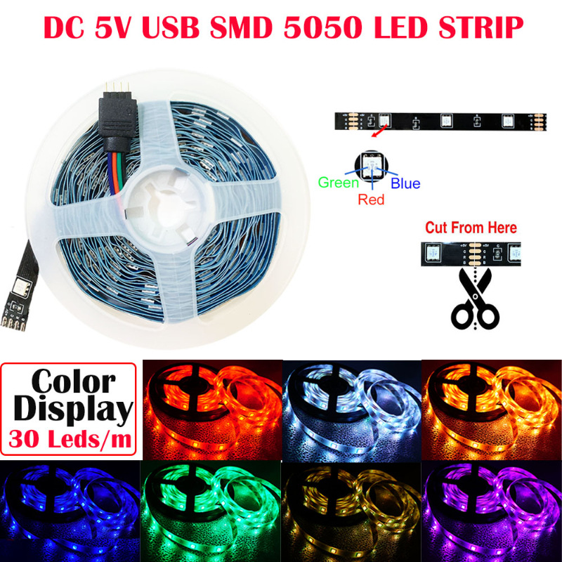 RGB 5050 LED Lights Strip 5V 5050 RGB 3m...