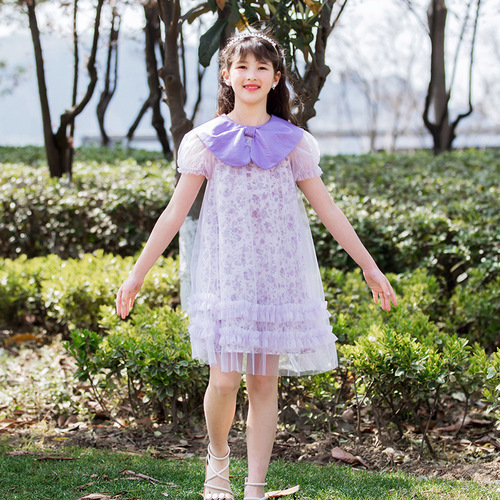 Girls Dress 2024 Summer New Korean Children's Dress Super Fairy Mesh Princess Dress Girls Dress Middle and Large Children Wholesale