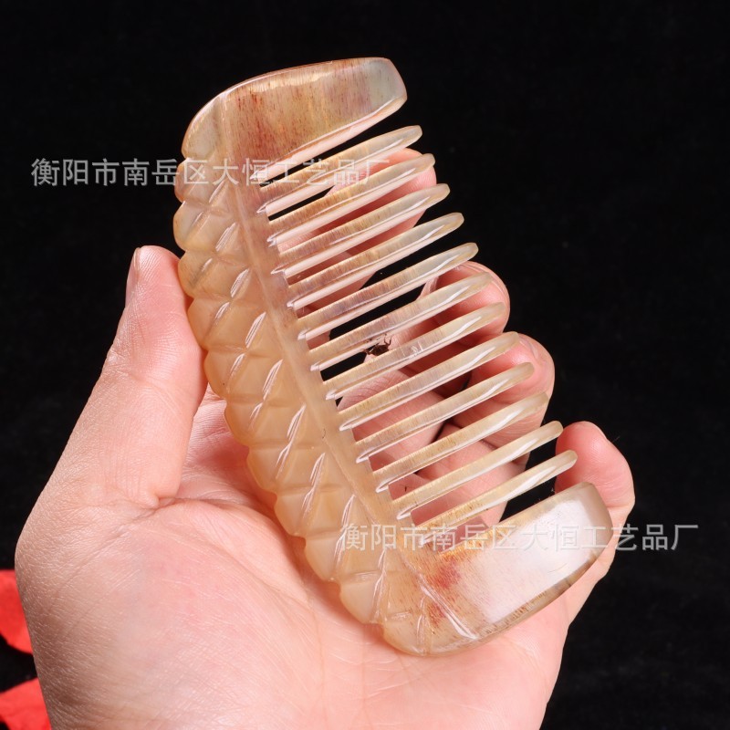 8センチ天然羊角櫛子月形広歯マッサージ櫛中歯研磨月形櫛バッグ櫛携帯櫛|undefined
