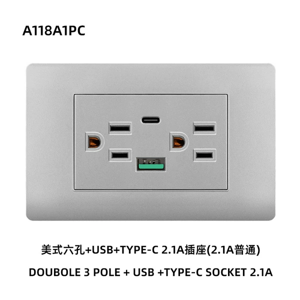 American six-hole + USB + TYPE-C 2.1A