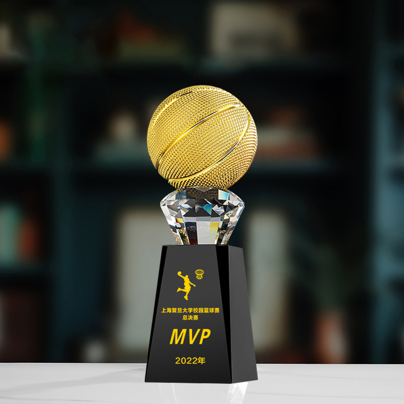 Trofeo de cristal de grabación reunión anual de competición de premios medallas de metal de madera sólida colorido trofeo de cristal impreso