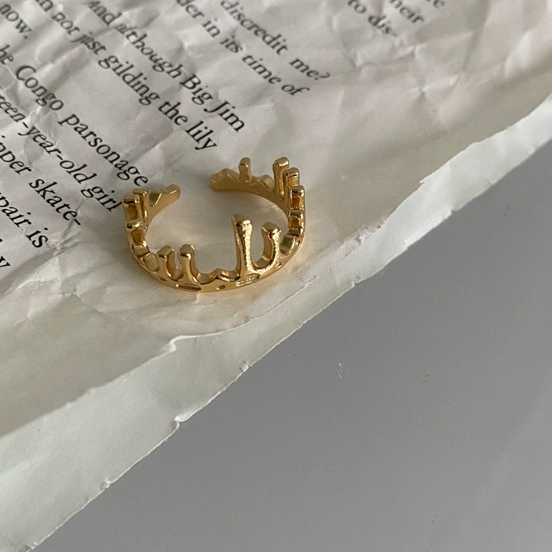 (Cross-border trading), fashionable one size retro golden ring, on index finger, simple and elegant design