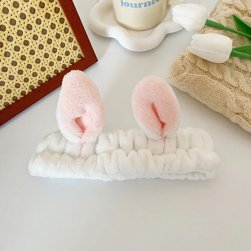 Super lindo tridimensional Orejas de conejo banda de pelo de las mujeres lavado de la cara belleza diadema accesorios para el cabello tocado de franela fábrica al por mayor