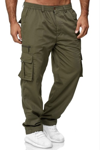 Asian-style men's eBay casual multi-pocket loose-fit straight-leg cargo pants for outdoor fitness