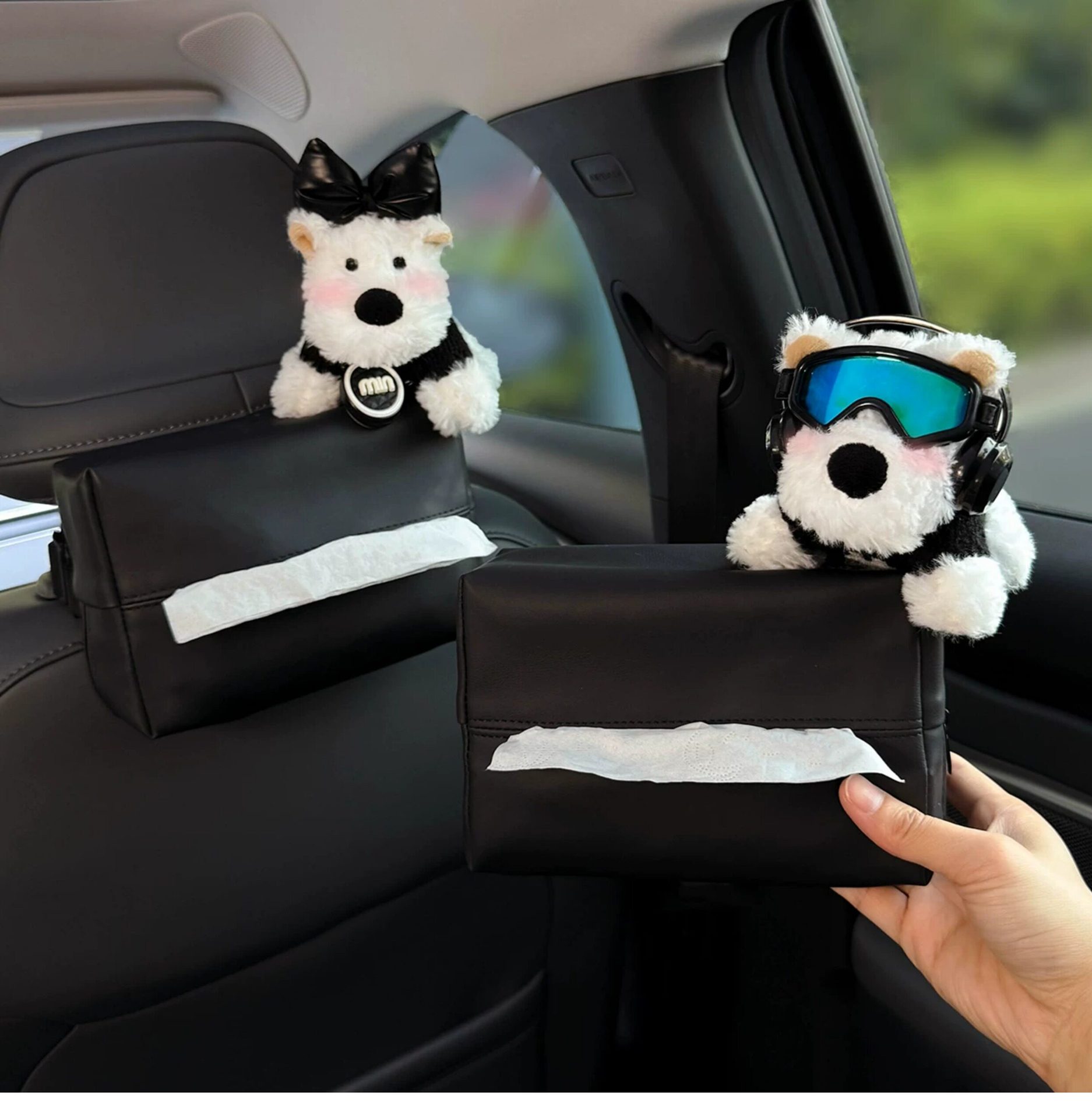 2026 New West Highland Car Tissue Box, Headrest Tissue Holder for Car, Cute Tissue Bag for Women