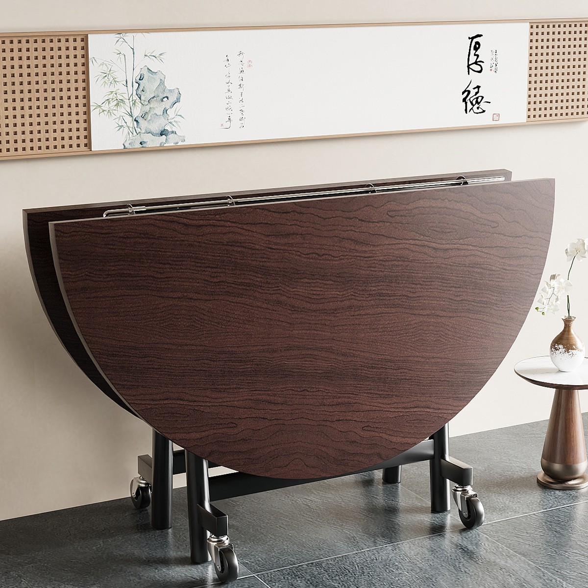 Folding Dining Table for Home Use, Large Round Table for 20 People, Foldable Rental Apartment, Vintage Dining Table, Simple Wholesale