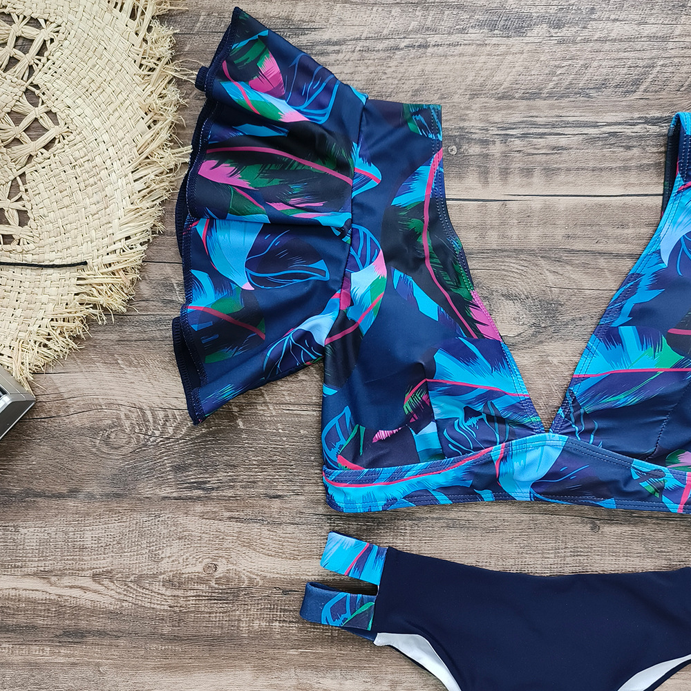 192g Weight Sexy Feel Of Sensation Briefs Panties Style Polyester Fabric Type 2 Pieces Set Quantity Swimming Pool, Beach Occasion Ditsy Floral Pattern Women's Gender Women's Ditsy Floral 2 Pieces Set Bikinis Swimwear 30