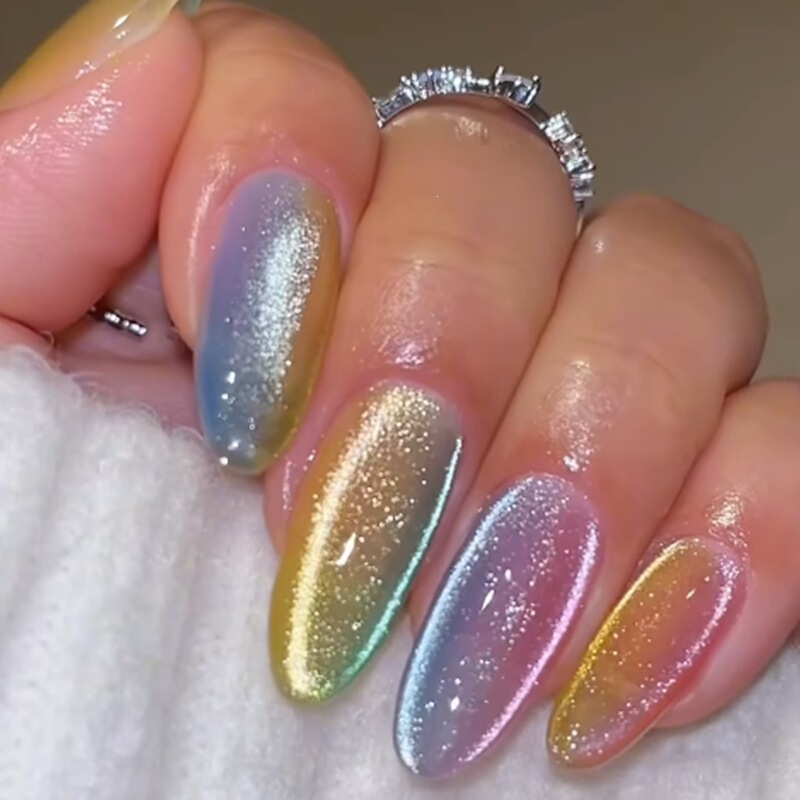 New Cat Eye Wearable Nails 24 Pieces Almond Shape Colorful Cat Eye Fake Nails Removable Nail Stickers Wholesale Price New Cat Eye Wearable Nails 24 Pieces Almond Shape Colorful Cat Eye Fake Nails Removable Nail Stickers Wholesale Price