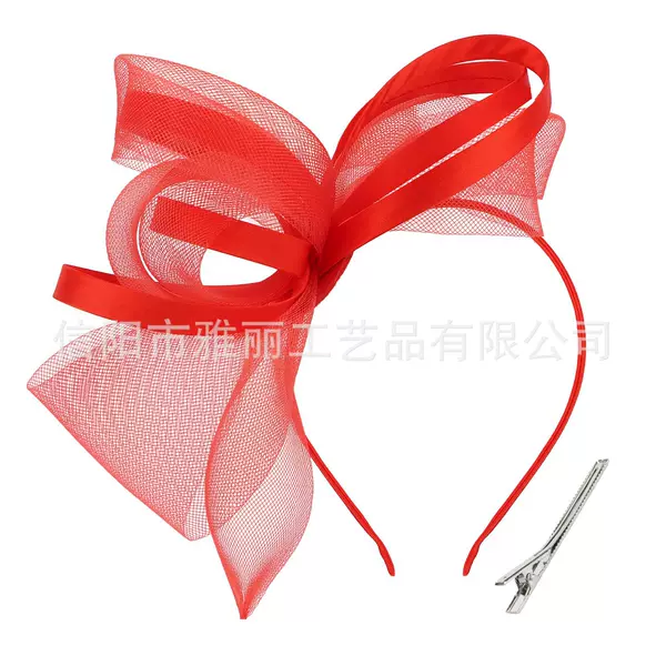 Cross-border mesh bow headpiece, European and American vintage style, suitable for evening banquets, bridal photo shoots, and as a hair accessory
