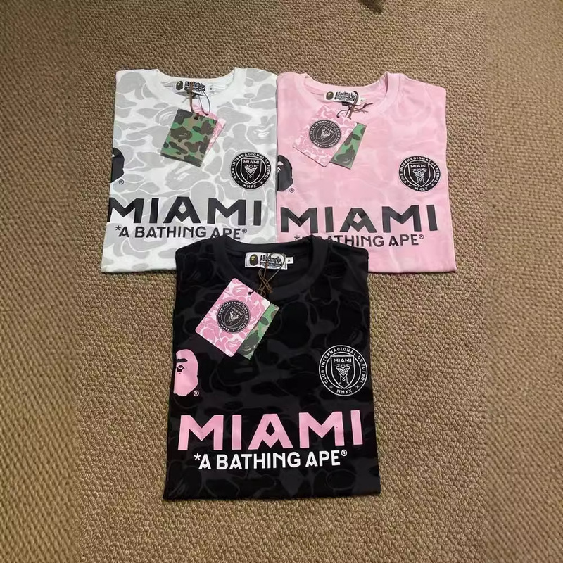 Cross-border wholesale BAPEX Miami tide brand T-shirt foreign trade a generation of hair ape head MIAMI short sleeve