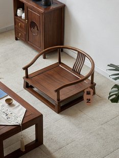 Solid Wood New Chinese-Style Tatami Chair, Low Chair, Bay Window Chair, Japanese-Style Balcony Meditation Chair, Legless Back Chair, Tea Table Chair