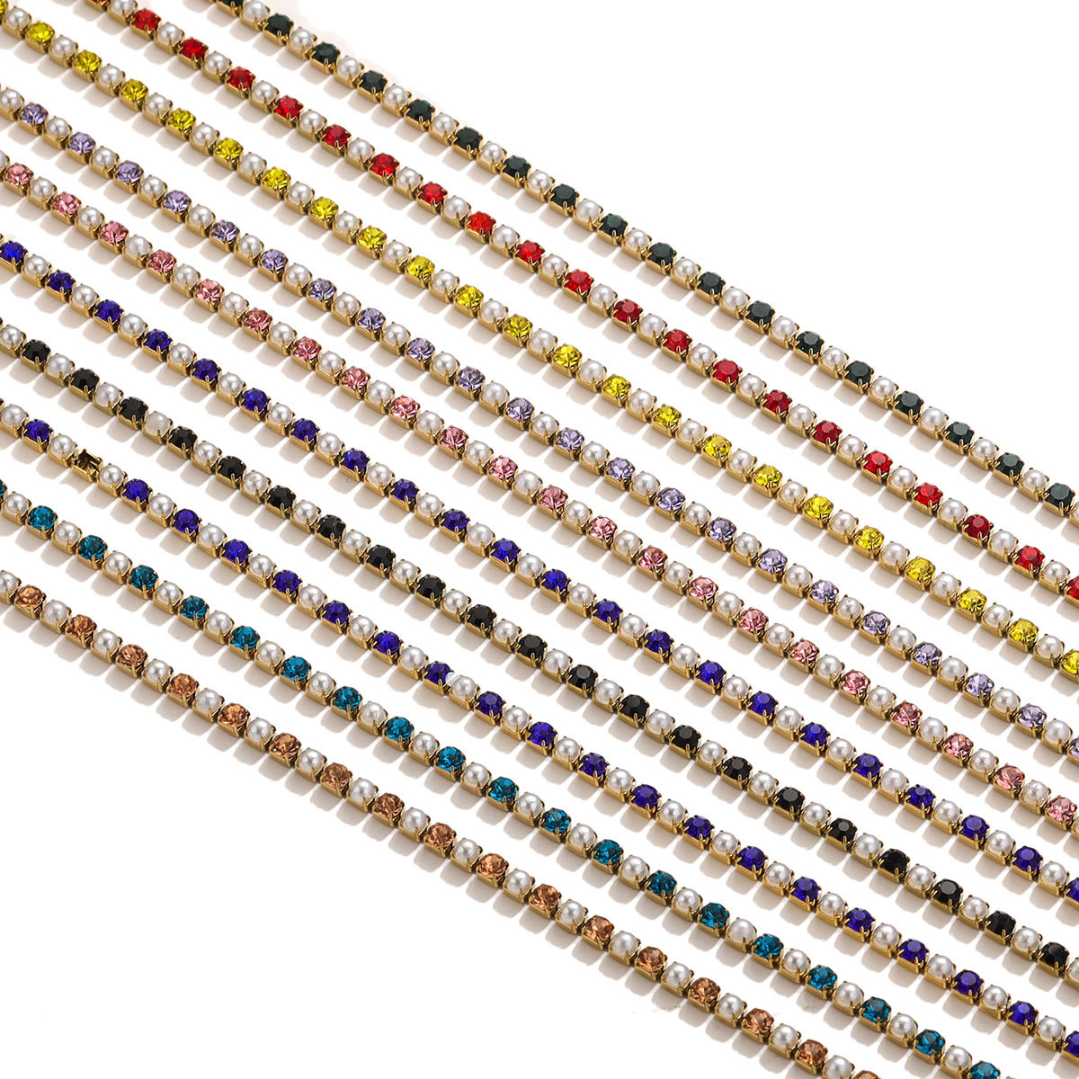 Acero inoxidable cristal perla garra cadena Ropa Accesorios vestido color cadena DIY joyería cadena diamante joyería cadena