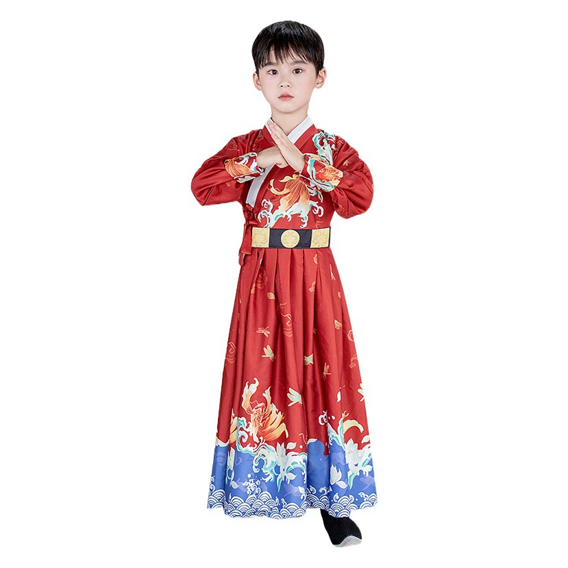 Children's Hanfu for Boys, Traditional Chinese Style Three-Character Classic Performance Clothing, Suitable for Daily Wear, Chinese Style with a High-End Feel, Girls' Hanfu