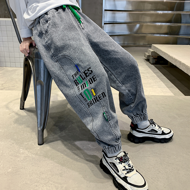 Boys' Jeans Spring and Autumn Style 2024 New Middle and Large Children's Spring Pants Casual Thin Children's Korean Style Pants