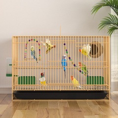 Bamboo Bird Cage Parrot Cage for Macaw and Amazon Parrot, 2023 Upgraded Model, Encrypted Metal Folding Cage, Extra Large Size