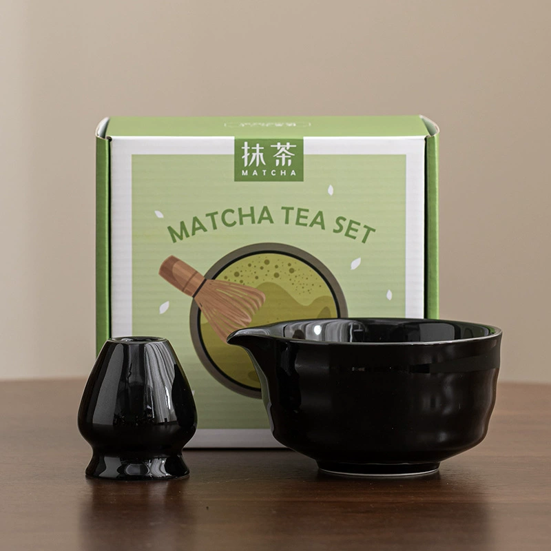 Чайный набор матча — японская чаванья из керамики и мешалка, глазурованный градиент