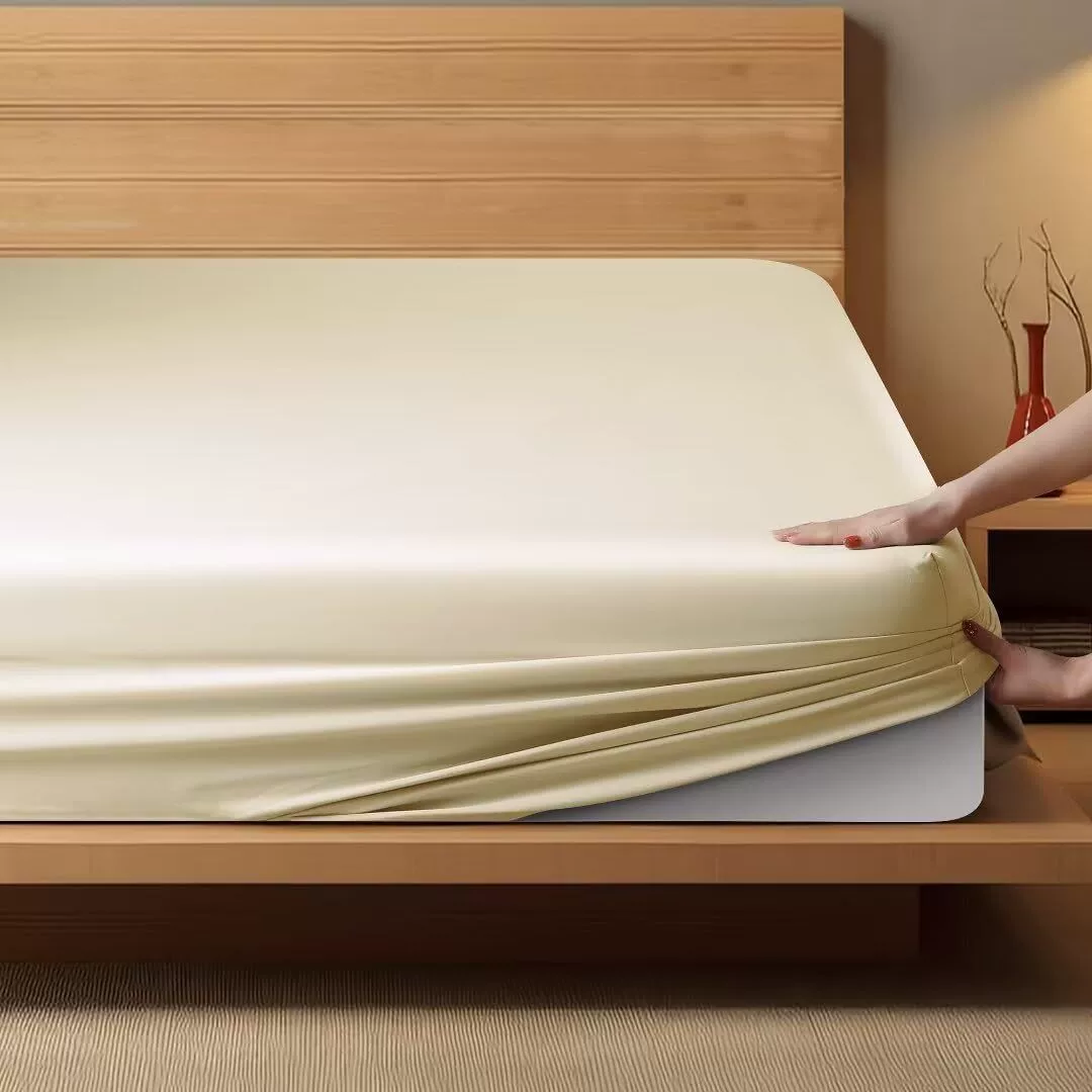 Bamboo Fiber Large Fitted Sheet for Double Bed, 100% Pure Bamboo, 400 Threads, Cool, Comfortable, Drapey, Smooth