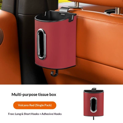 Box Trash Can Car – Car tissue box/set - unbranded-volcanic-red-seat-back-multifunctional-tissue-box-single-pack