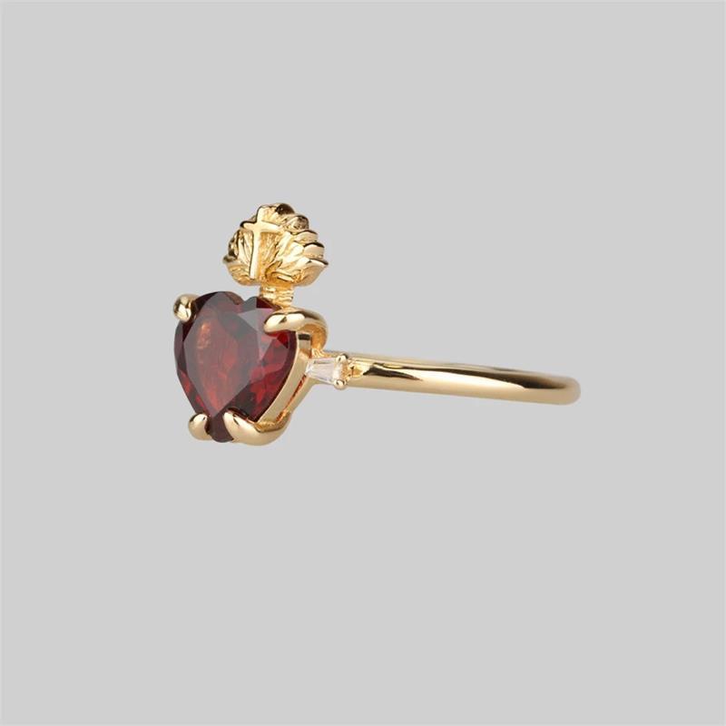 Alloy Material Romantic Simple Style Cross Heart Shape Alloy Plating Inlay Zircon Women's Rings