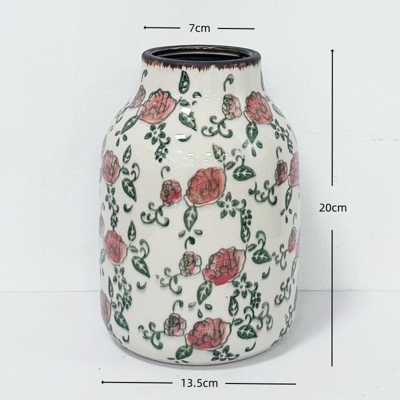 高級感のある新中式レトロな青花磁器の花瓶、フラワーアレンジメント、水栽培の花、リビングルームや玄関の装飾品