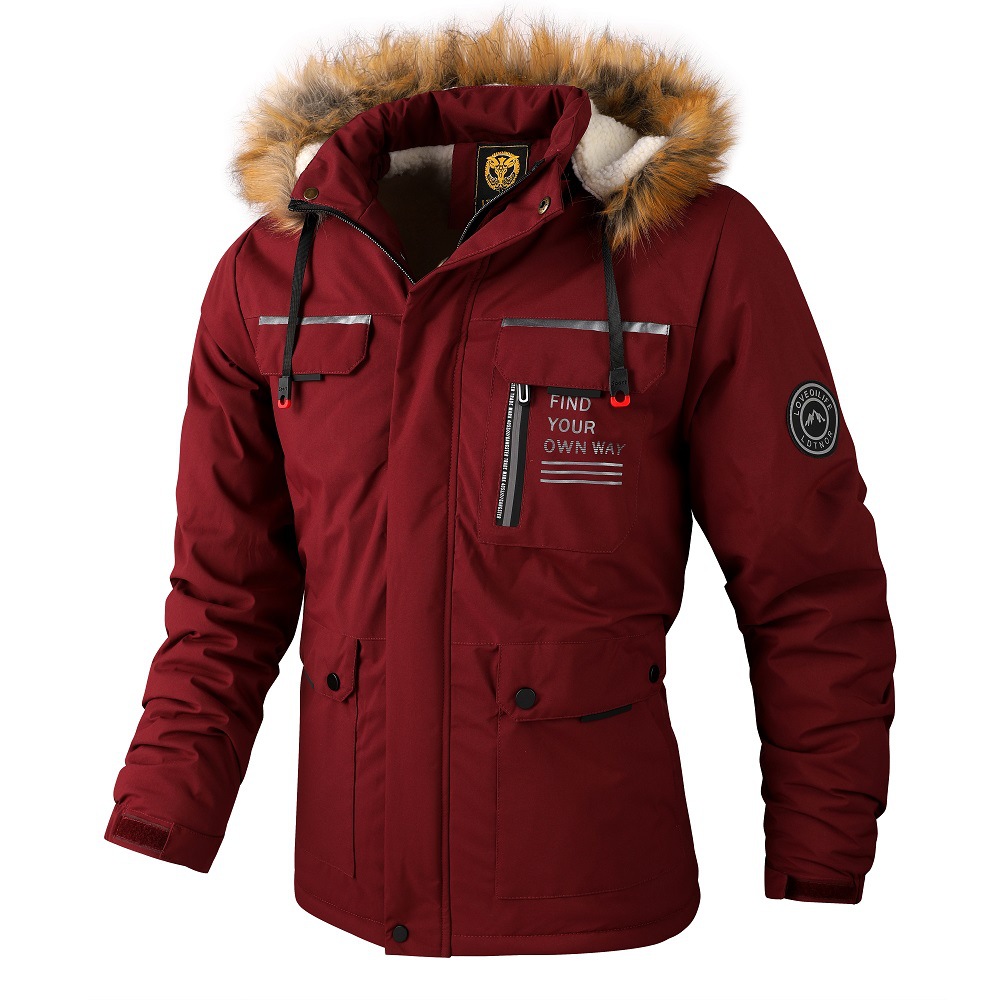 Men's Clothing Hooded Jacket Men's Windbreaker Jacket Mid Length Plus Velvet Thickened Men's Jacket Jacket_voghion.com