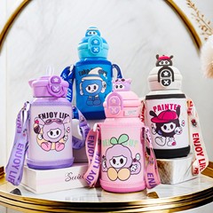 子供用保温カップ316ステンレスカップ高颜値ストローカップ便利でかわいい学生専用カップ