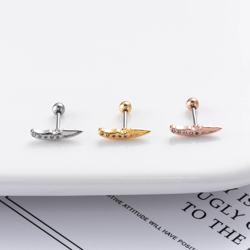 1 Piece Quantity Daily Occasion 316 Stainless Steel Copper Geometric Ear Studs For Women'S