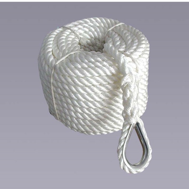 尼龙码头线绳 船坞绳索 双层编织锚固线 系泊线 双编织黑白尼龙绳