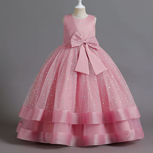 Children's elite long evening dress, skirt, wedding dress, small princess costume, Birthday gift