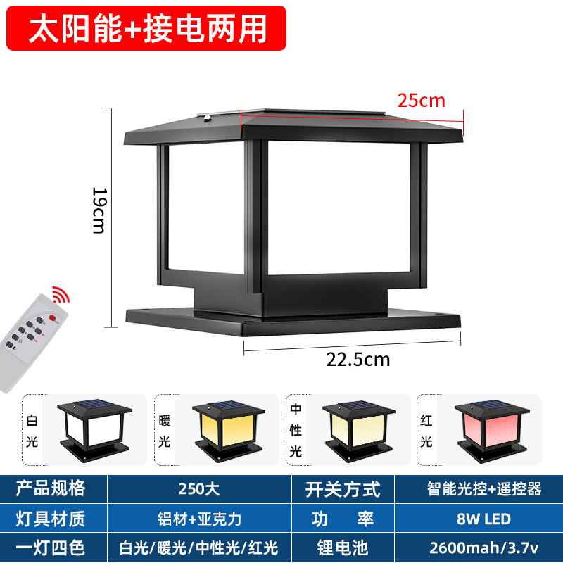 (두꺼운 알루미늄) 태양광 겸용 모델 블랙 25*25, 1등, 4색