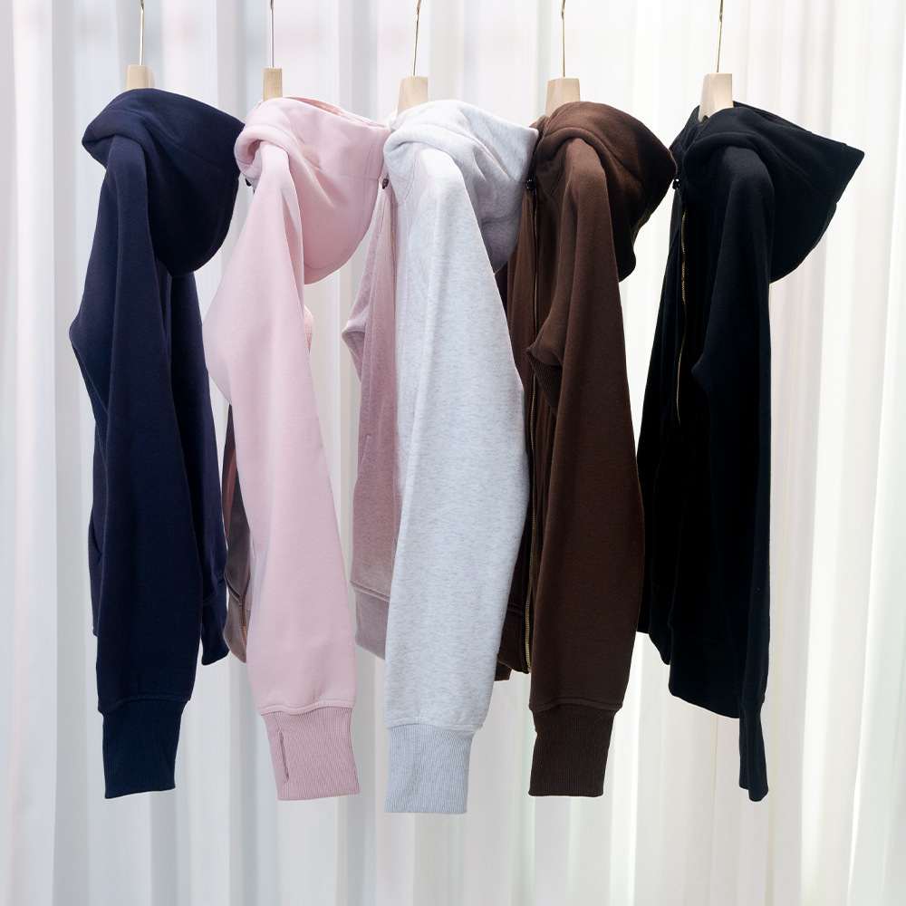 New Yoga Wear with Gold Zipper, Hooded Sweatshirt, Autumn and Winter Warm Fleece-Lined Thickened Women's Slim-Fit Sports Jacket