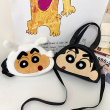 跨境新款甜美卡通可爱蜡笔小新零钱包毛绒个性软萌休闲百搭斜挎包