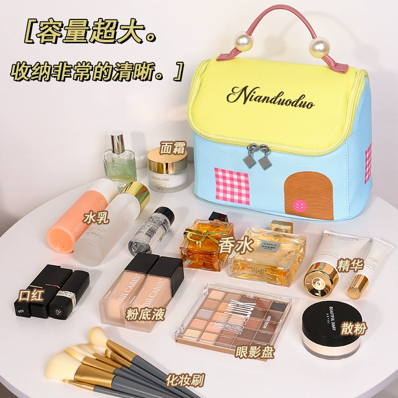 Cute handheld house, capacious waterproof storage system for traveling, cosmetic bag, new collection
