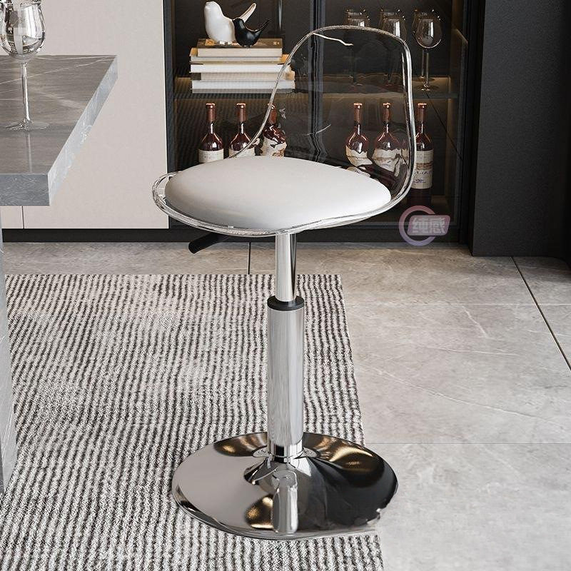 吧台椅轻奢亚克力透明酒吧椅子可升降旋转家用高脚凳公司前台吧椅