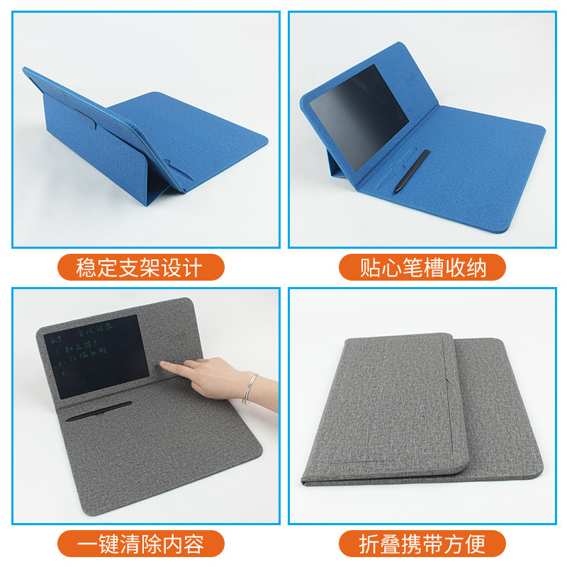 マウスパッド会議記録ギフト卸売折りたたみスタンド多機能レザーライティングボード携帯電話ワイヤレス充電器|undefined
