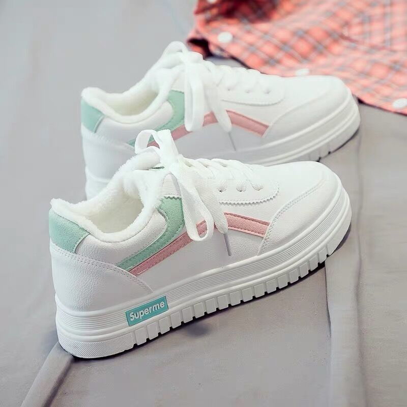 Winter Velvet White Shoes For Women,Fashionable Women's Shoes,Student Sneakers,Sneakers,Sneakers
