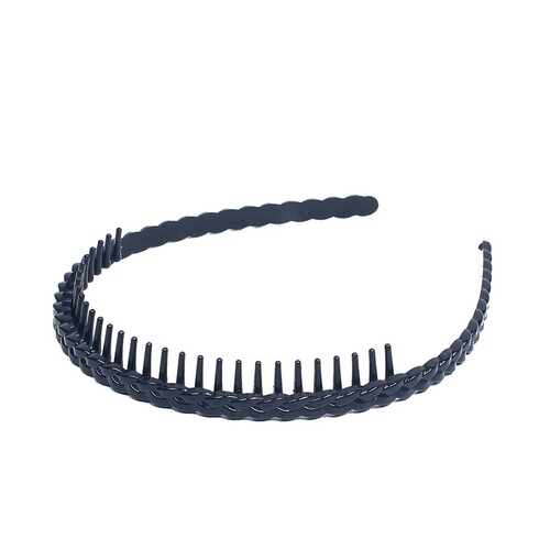 C38 simple long-tooth hairband black plastic non-slip headband glossy spray-painted tooth comb hairpin wavy braid headwear