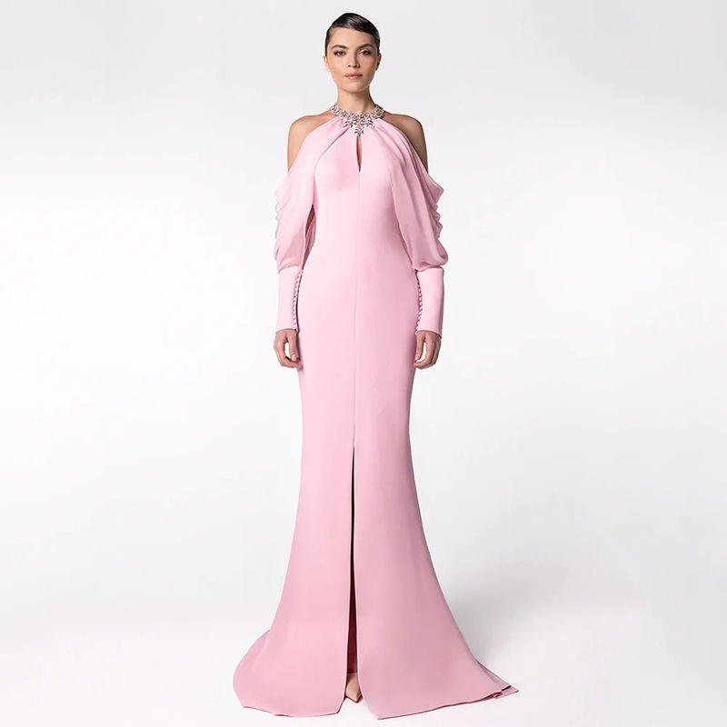High-quality in-stock long evening dress 2026 new model celebrity series with elaborate beading and diamond embellishments, long dress with trailing sleeves High-quality in-stock long evening dress 2026 new model celebrity series with elaborate beading and diamond embellishments, long dress with trailing sleeves