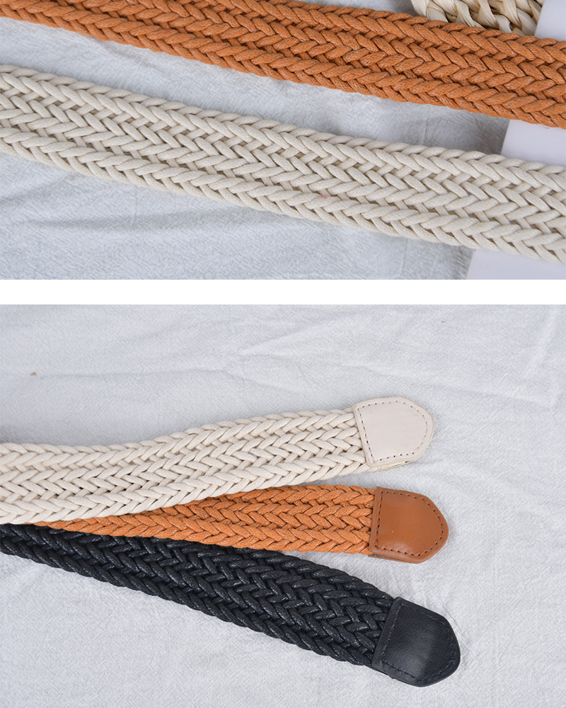 Simple and versatile waistline braided belt decorative jeans free punching belt_voghion.com