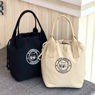 New Stylish Waterproof Drawstring Tote Insulated Lunch Bag Commuter Lunch Box Bag Bento Bag Zippered Mommy Bag Bucket Bag