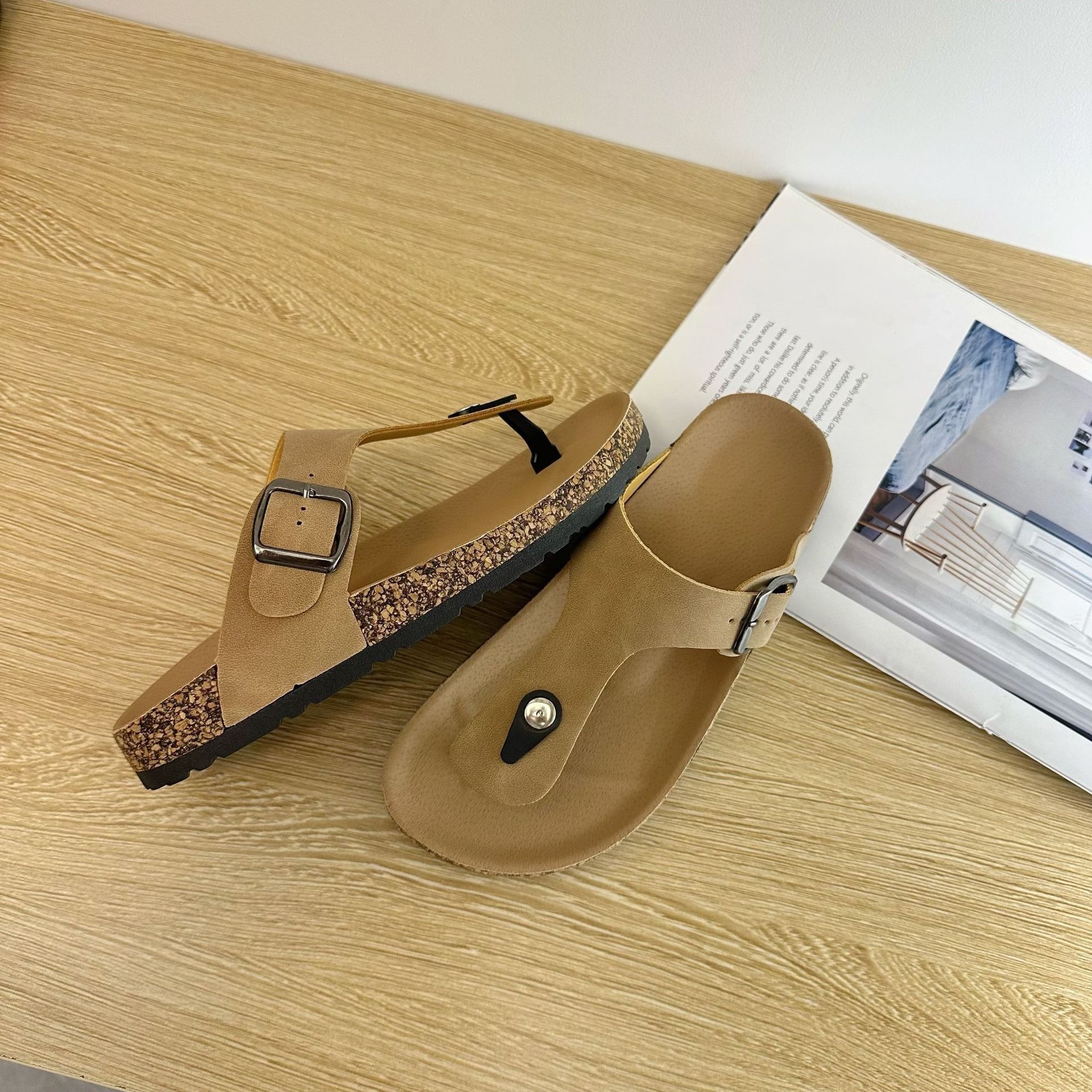 Plus Size Women's Cork Slippers European And American Style Lady Slippers_vogvips.com