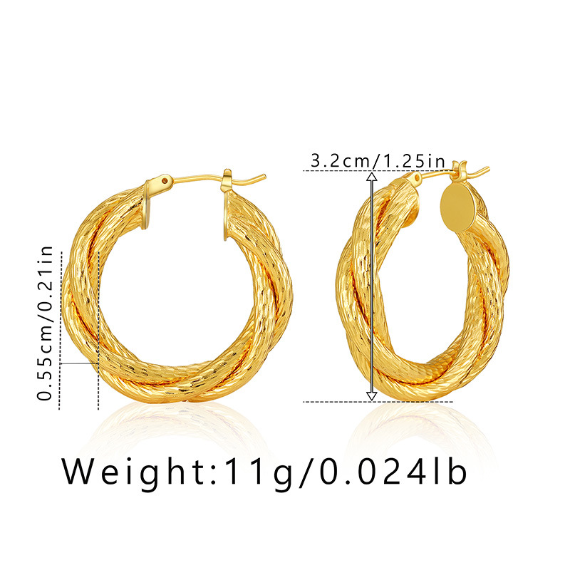 Retro Twist Copper Plating Hoop Earrings 1 Pair