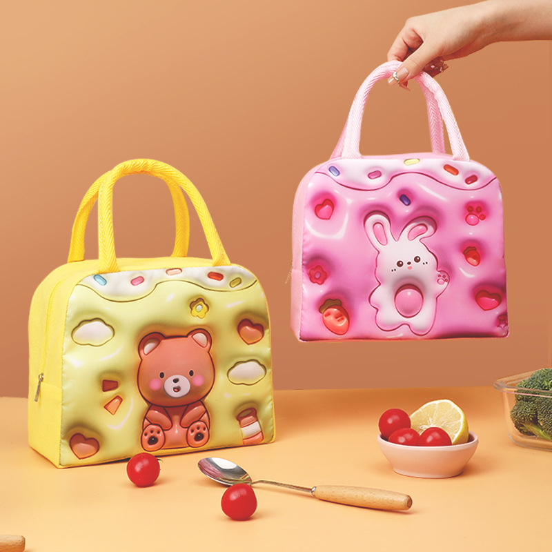 Mini bolsa de almuerzo de visión estereoscópica para niños estudiantes portátiles con bolsa de almuerzo bolsa de preservación de calor bolsa de almuerzo fresco para salir al picnic