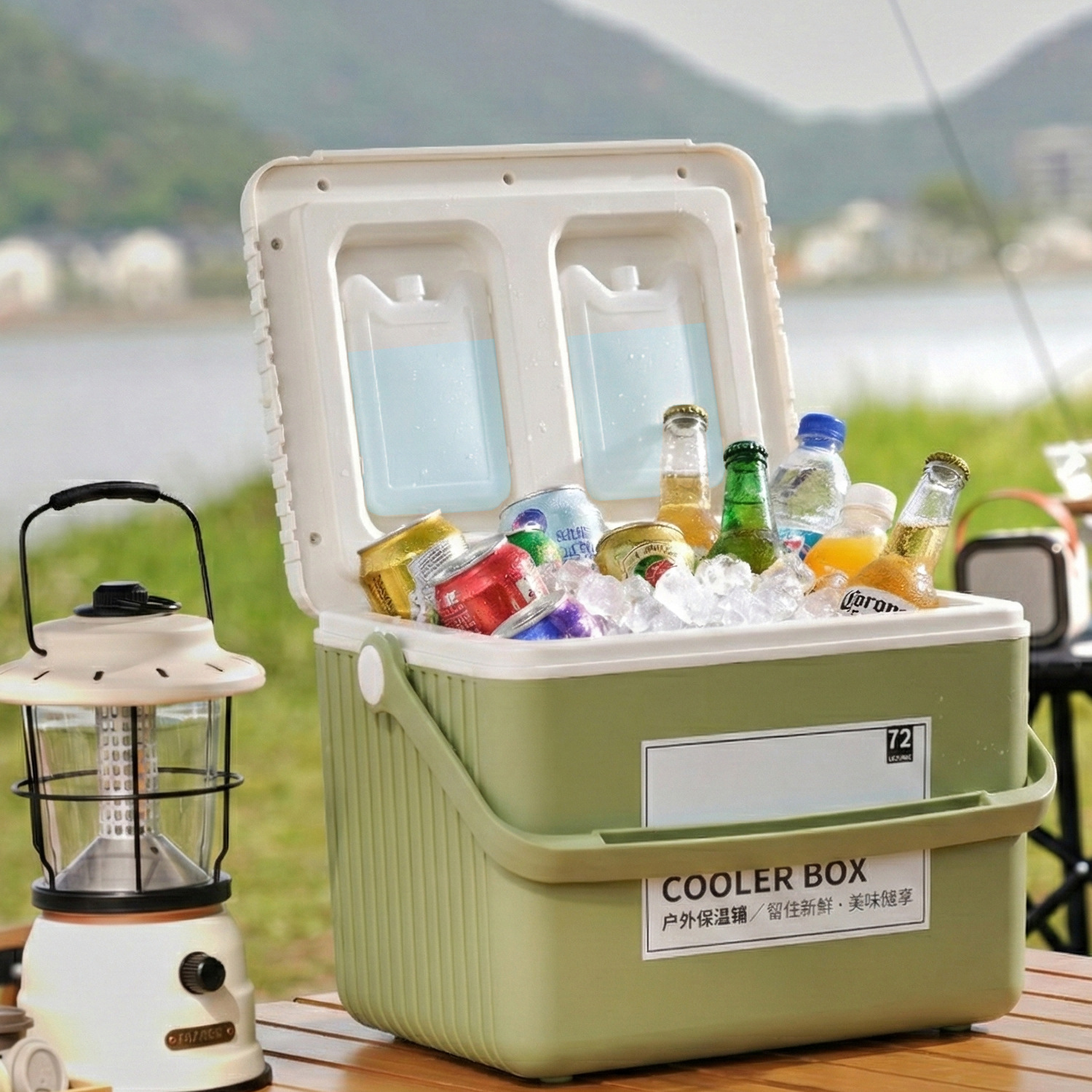 Al aire libre camping picnic hielo cubo congelador coche refrigerador comercial puesto portátil cubo de hielo frío-mantenimiento comida para llevar