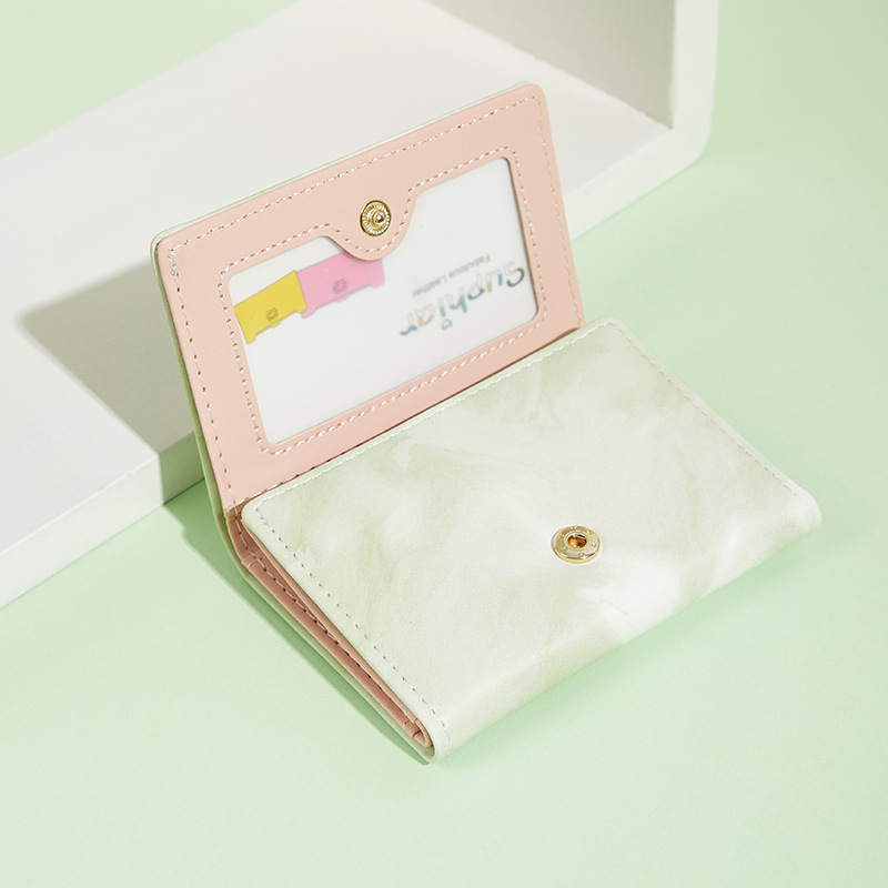 2024 nueva billetera de mujer pequeña corta y exquisita mini bolsa de tarjeta de identificación de estudiante tinta degradada de sentido avanzado